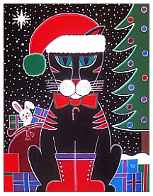 Santa Kitty | Acrylic on Canvas | 16"x20" |